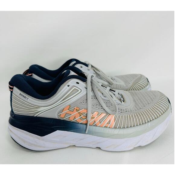 HOKA One One Bondi 7 Running Shoes – Women’s Size 9.5 Gray Navy - Picture 3 of 8